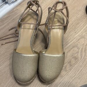 Michael Kors Gold Espadrille Wedges